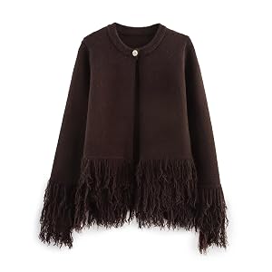 Womens Fringe Cardigan Sweaters Oversized Lightweight Fall Open Front Cable Knit Cardigans Button Cardigan Sweaters