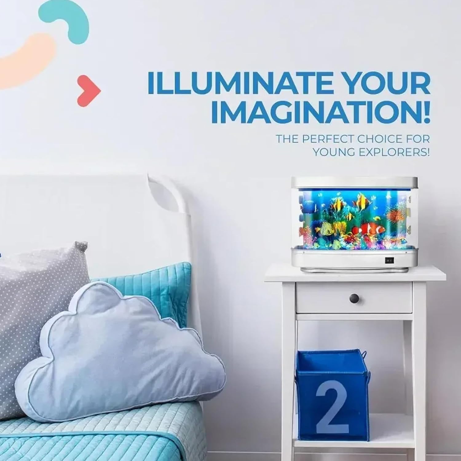 HURRISE Ornamental Fish Simulation Lamp, Bubble Fish Lamp, Imitation Aquarium Lamp LED Seascape Lamp Small Table Lamp Small Fish Lamps Gift for Relax (US Plug)