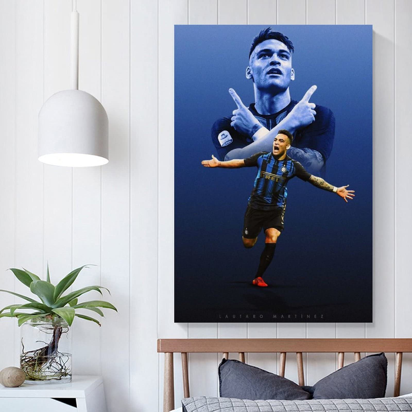 Stampa Su Tela Di Lautaro Mart&iacute;nez - 60x90 Cm, Per Soggiorno, Camera, Decorazione Calcio, Alta Risoluzione