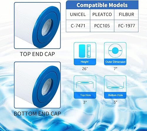 Miniatura 3 de CLARIFY El filtro de piscina CCP420 reemplaza Pentair Clean and Clear Plus 420, PCC105-PAK4, Ultral-A6, Unicel C-7471, R173576, Filbur FC-1977,