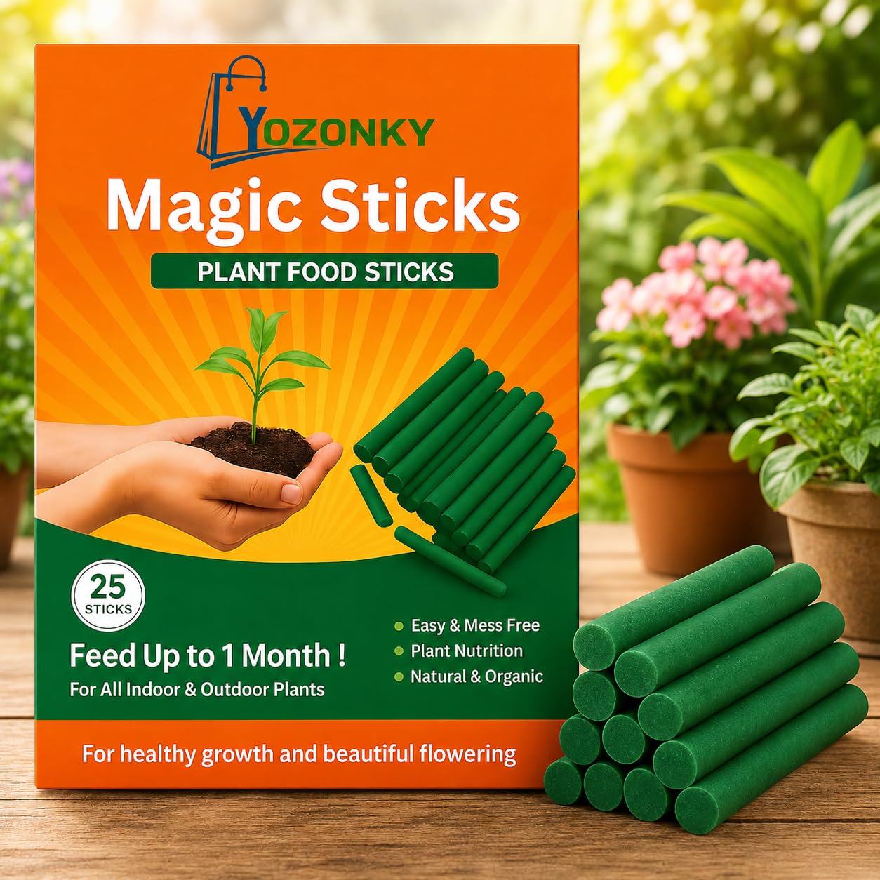 Green Plant Growth Sticks, Natural Fertilizer For Indoor & Outdoor Plants, Magic Growth Booster For Home Garden, Healthy Flower Food For Plants (25 Stick Pack)-image-32
