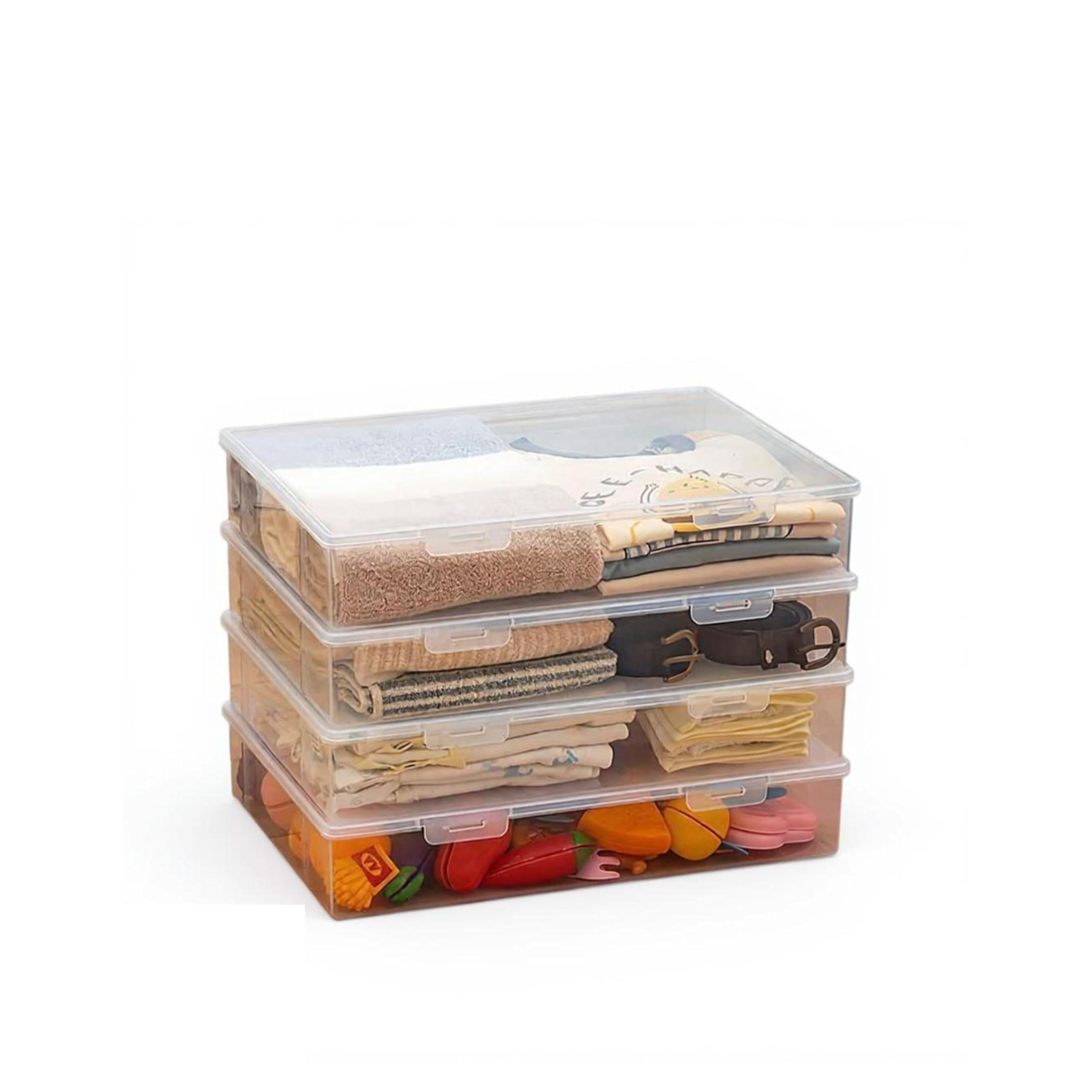 Flat Under Bed Storage Box, Super Sleek Organizer, Transparent Stackable Clothes Container, Easy Reach for Bedroom & Sofa 6000ML 4 Pack-image-26