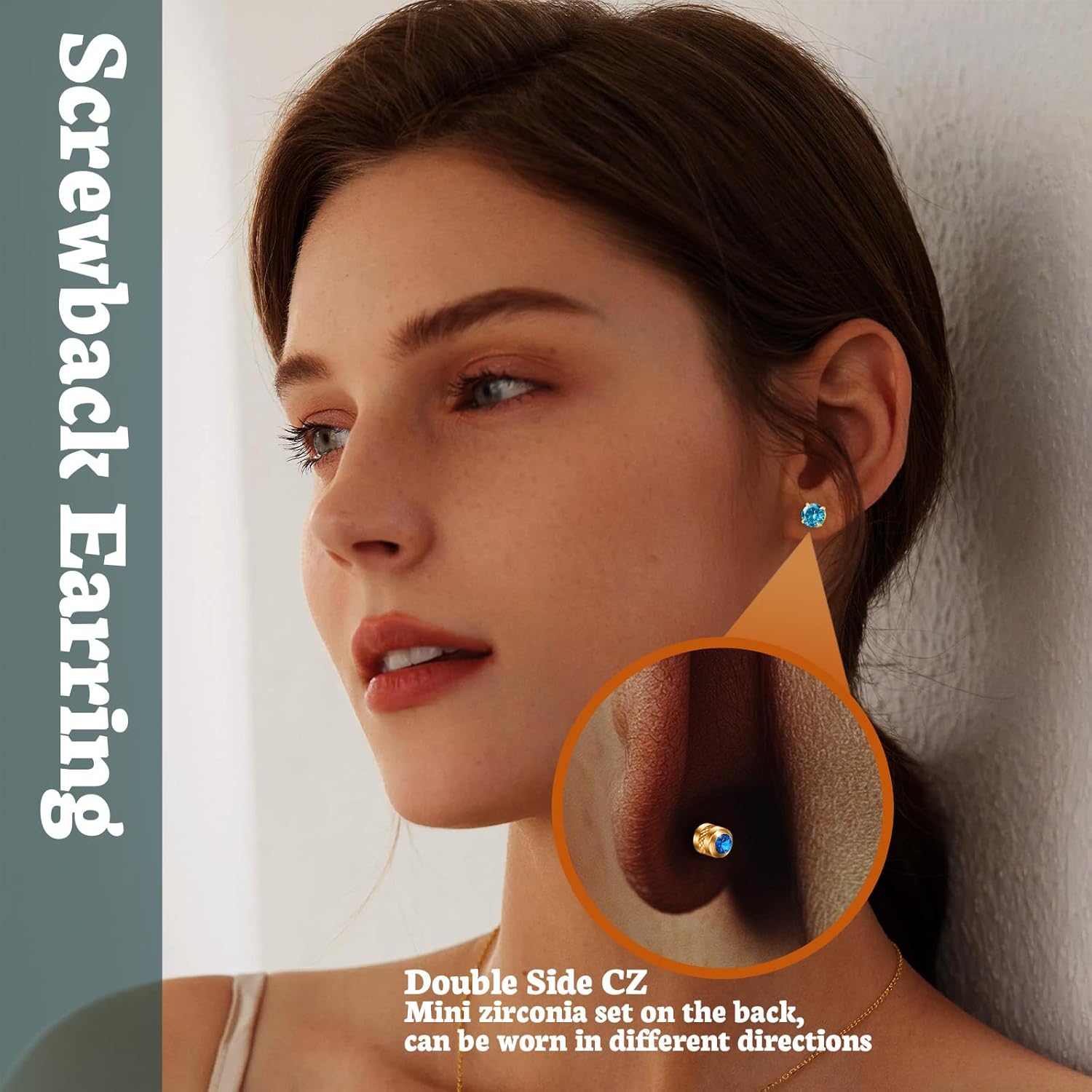 Hopply Hypoallergenic G23 Pure Titanium Earrings for Women Men,20G Implant Grade Flatback 5A Cubic Zirconia Earrings Studs for Sensitive Ears Jewelry Gift - Image 5