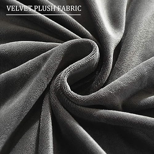 Miniatura 2 de OQOPO Funda de terciopelo para sofá en forma de L, funda elástica para sofá seccional, funda para muebles para mascotas y niños, color verde oscuro,