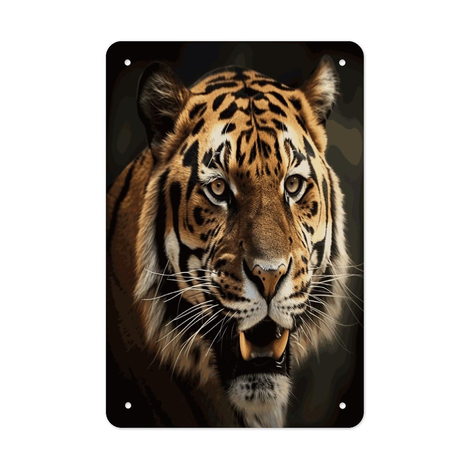 LDGSUPH Tiger Wall Art Prints Folded Edge Iron Sheet Painting with Holes for Wall Prints Decorative Picture Metal Signboard Decor Painting for Outdoor Indoor Wall Decor