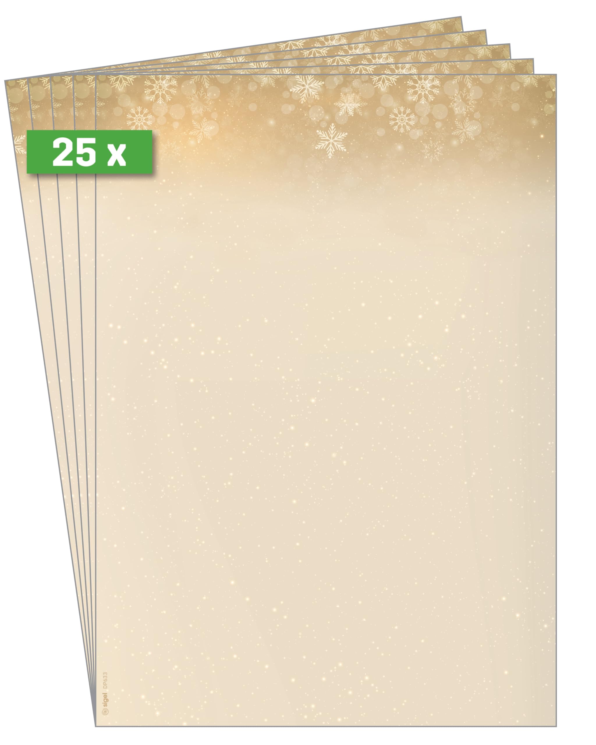 SIGEL DP633 Papier listowy Boże Narodzenie "Golden Christmas Night", A4, 25 arkuszy, z papieru zrównoważonego