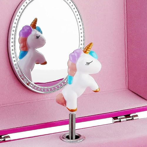 Miniatura 3 de RR ROUND RICH DESIGN Joyero musical para niñas y juego de joyas con bonito tema de unicornio color rojo rosa