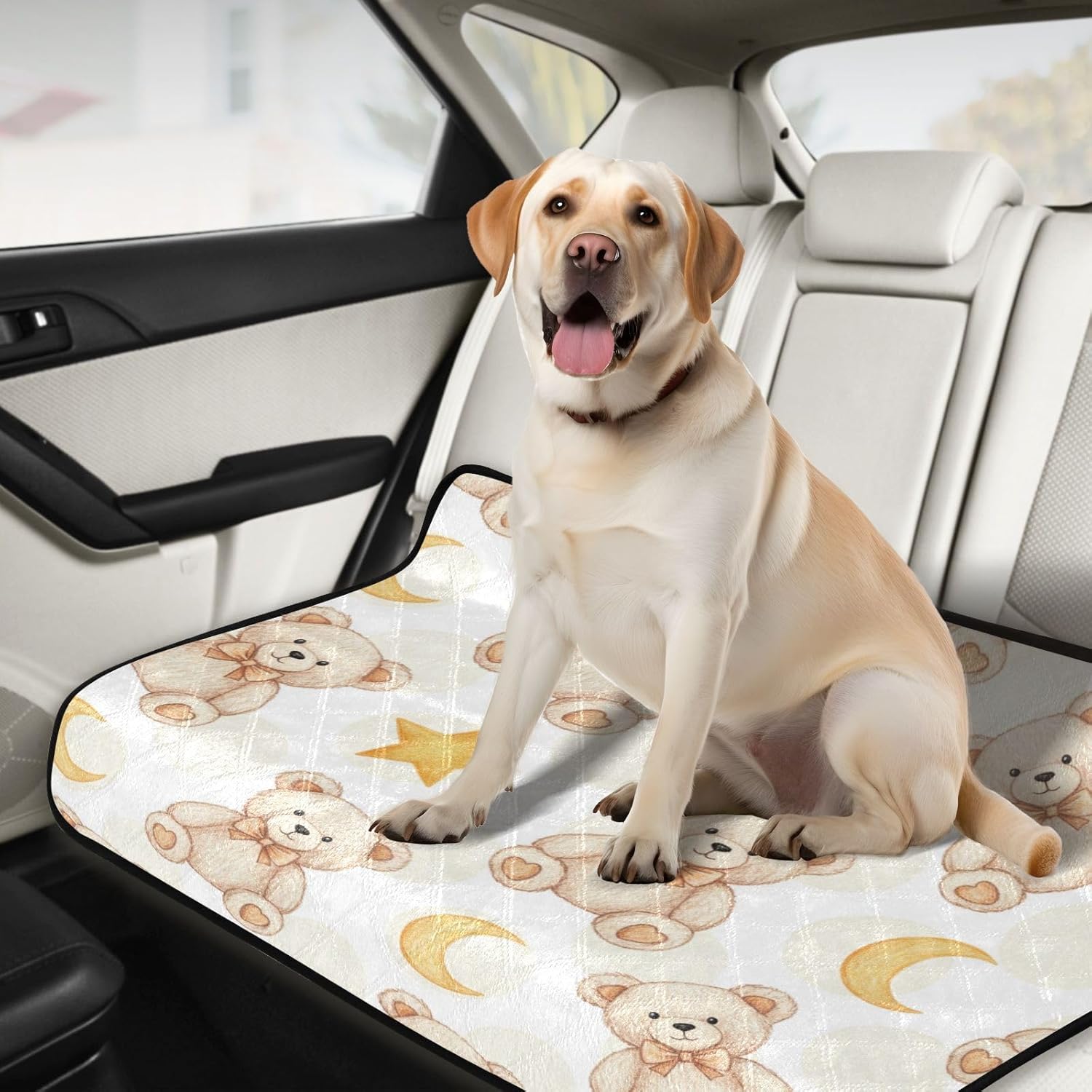 Washable Pee Pads for Dogs Brown Teddy Bears Non-Slip Puppy Pads Reusable Pee Mat for Potty Training-M+L