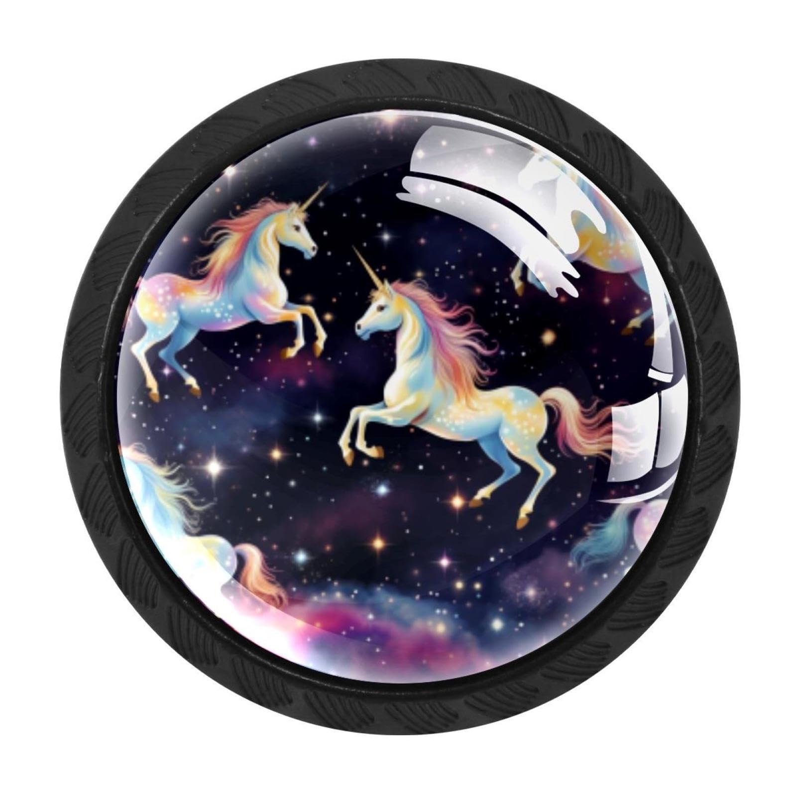 Chenzzzz Multicolored 02 4 Pack Starry Unicorn Dresser Drawer Cabinet Knobs Round Crystal Glass Knobs Pulls Handles For Kitchen Wardrobe Cupboard Door Hardware