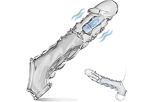 3.8-inch Reusable Penis Sleeve with Vibrator, Enhancer for Couples or Solo-play