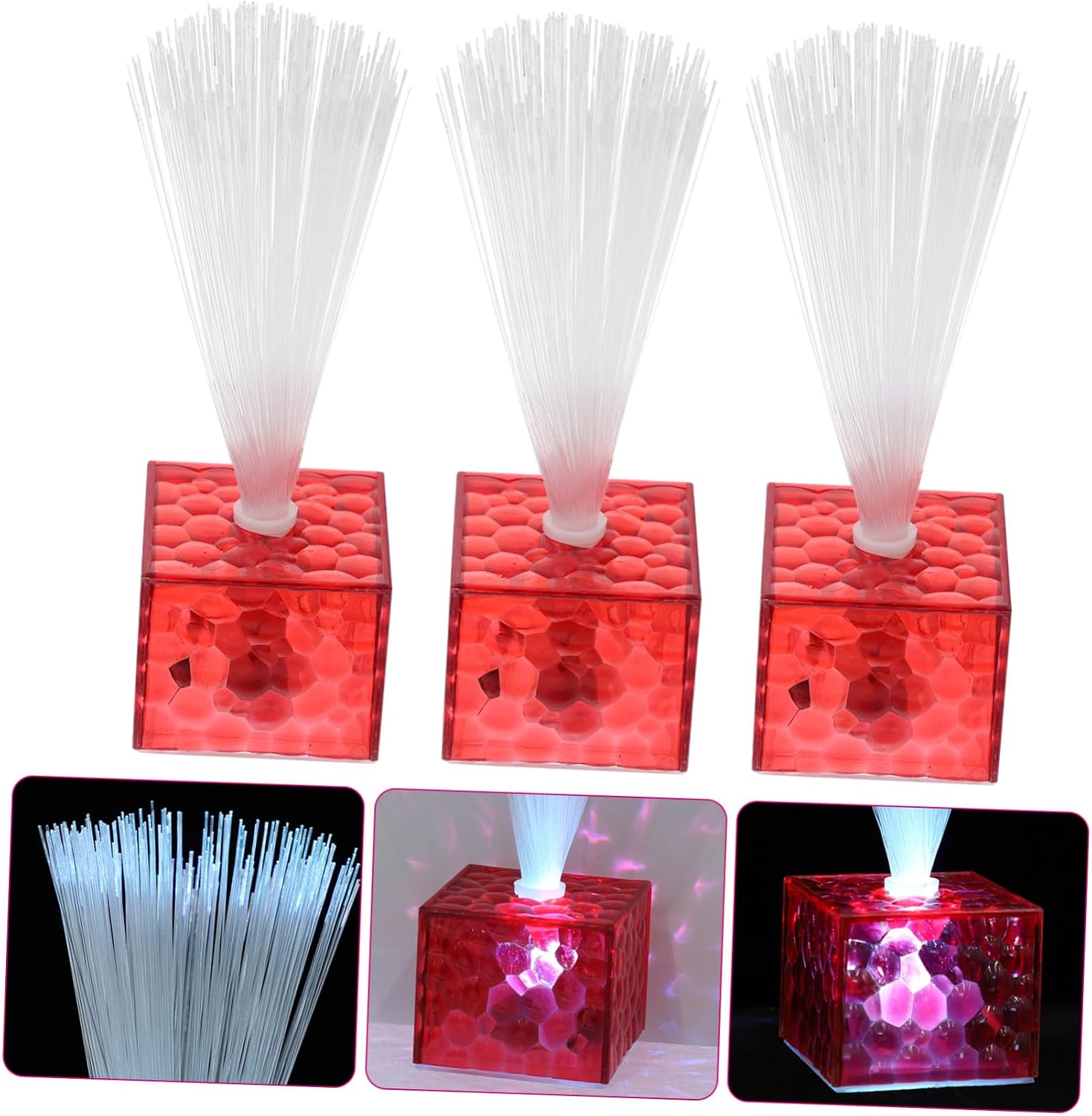 6pcs Fiber Optic Lights Table Centerpieces LED Acrylic Decorative Lamps for Weddings Birthdays Holiday Party Ambient Lighting