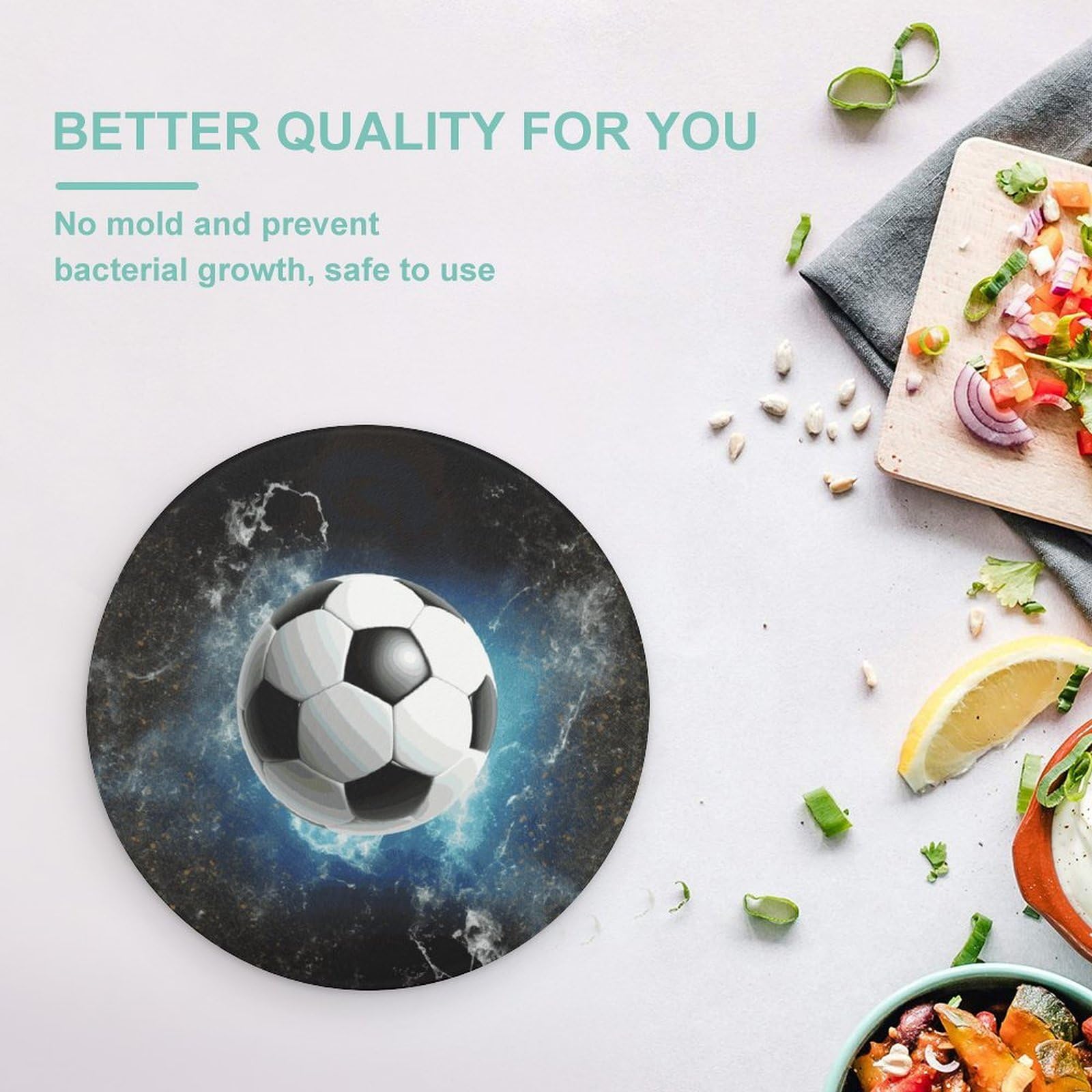Tagliere rotondo per sport da calcio, facile da pulire, taglieri per cucina di grandi dimensioni 7,9, taglieri essenziali da cucina, comodo per carne e verdure