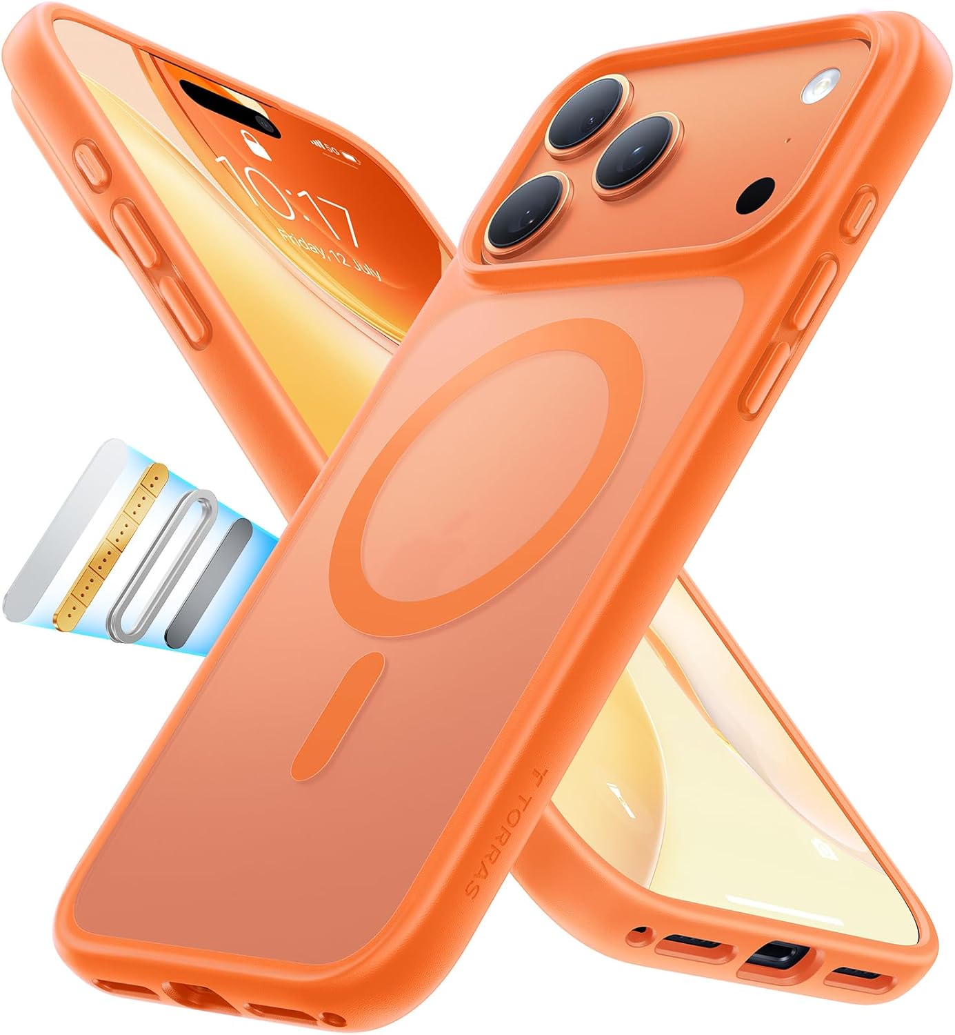 TORRAS Stronger Magnetic & Shockproof for iPhone 17 Pro Max Case, Fit for MagSafe, Military Grade Drop Protection, Camera Control, DIY Button, Slim for iPhone 17 Pro Max Case Translucent Cosmic Orange Cosmic Orange for iPhone 17 Pro Max