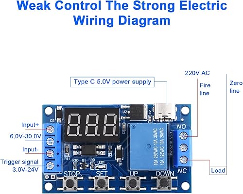 Miniatura 10 de 2 unids 5V Micro USB temporizador relé DC 6-30V ciclo programable retardo temporizador módulo interruptor con pantalla LED digital