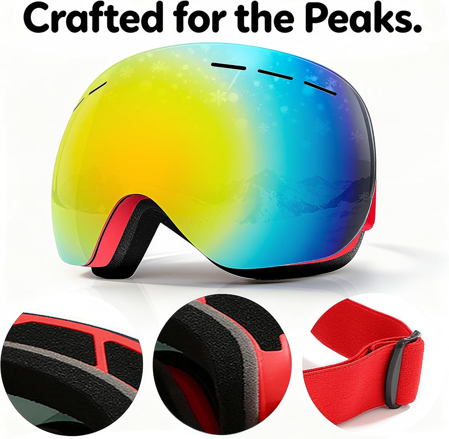 Napzy Ski Goggles for Adults - UV400 Anti-Fog OTG Snowboard Goggles for Men & Women Ski Gear Skiing Trip Must Haves