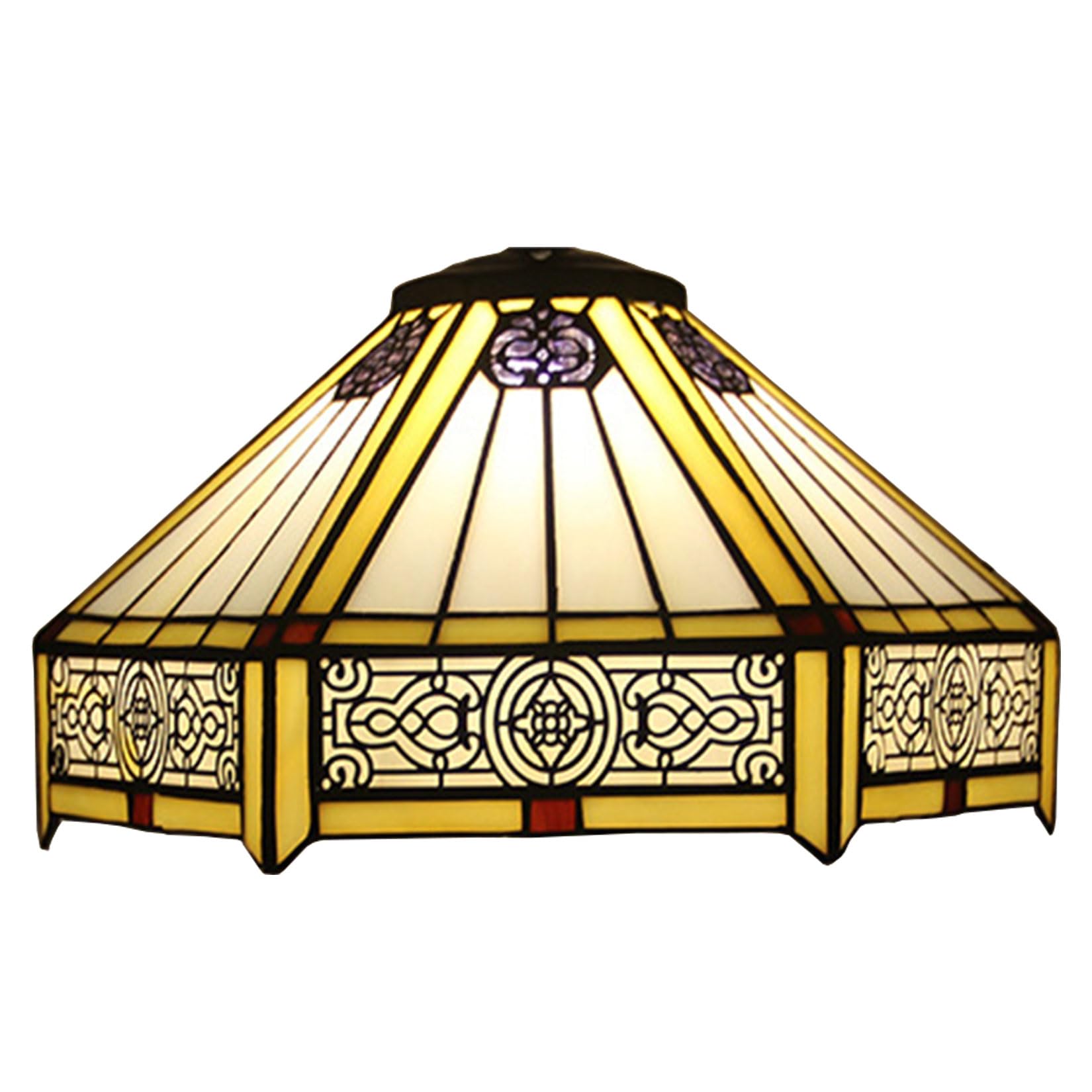 Botowi Yellow/Light Tiffany Lamp Shade Replacement Hexagon Stained Glass Mission Lampshade Only With Cap Fit For Table Lamp Pendant Ceiling Fixture,16"