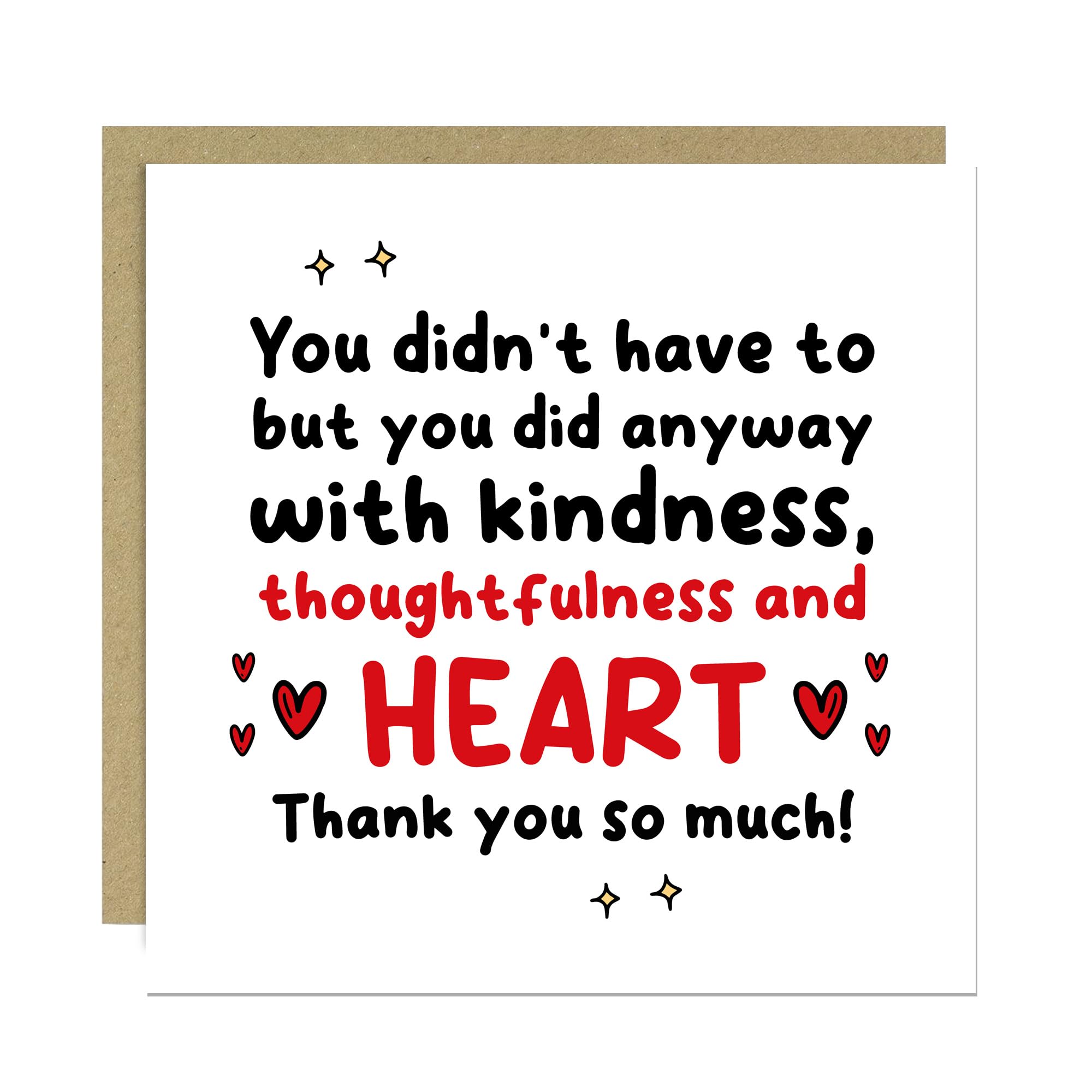 RED OCEAN Thank You Card For Volunteer, Friend, Teacher, Teaching Assistant With Kraft Envelope Included Thank You Card For Men Women Him Her
