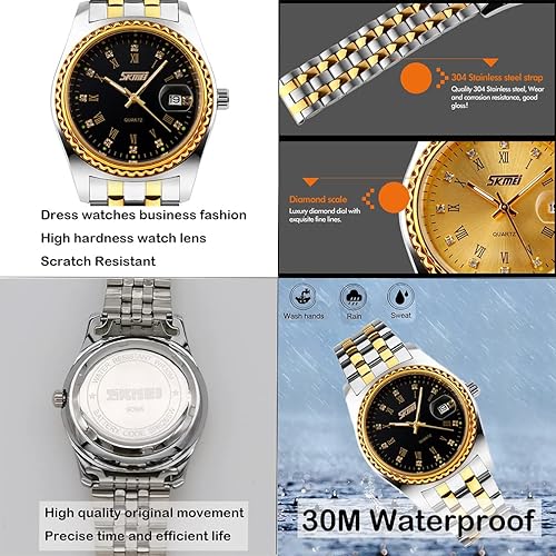 Miniatura 4 de SKMEI Watches for Couples Men and Women His and Hers Pair Watch Set Husband Wife Valentines Matching Wedding Gifts Classic Stainless Luxry Business