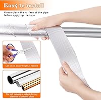 Vista 6 de Envoltura de aislamiento de tuberías de 2 pulgadas de ancho x 32.8 pies de espuma y papel de aluminio para exteriores, cinta aislante autoadhesiva