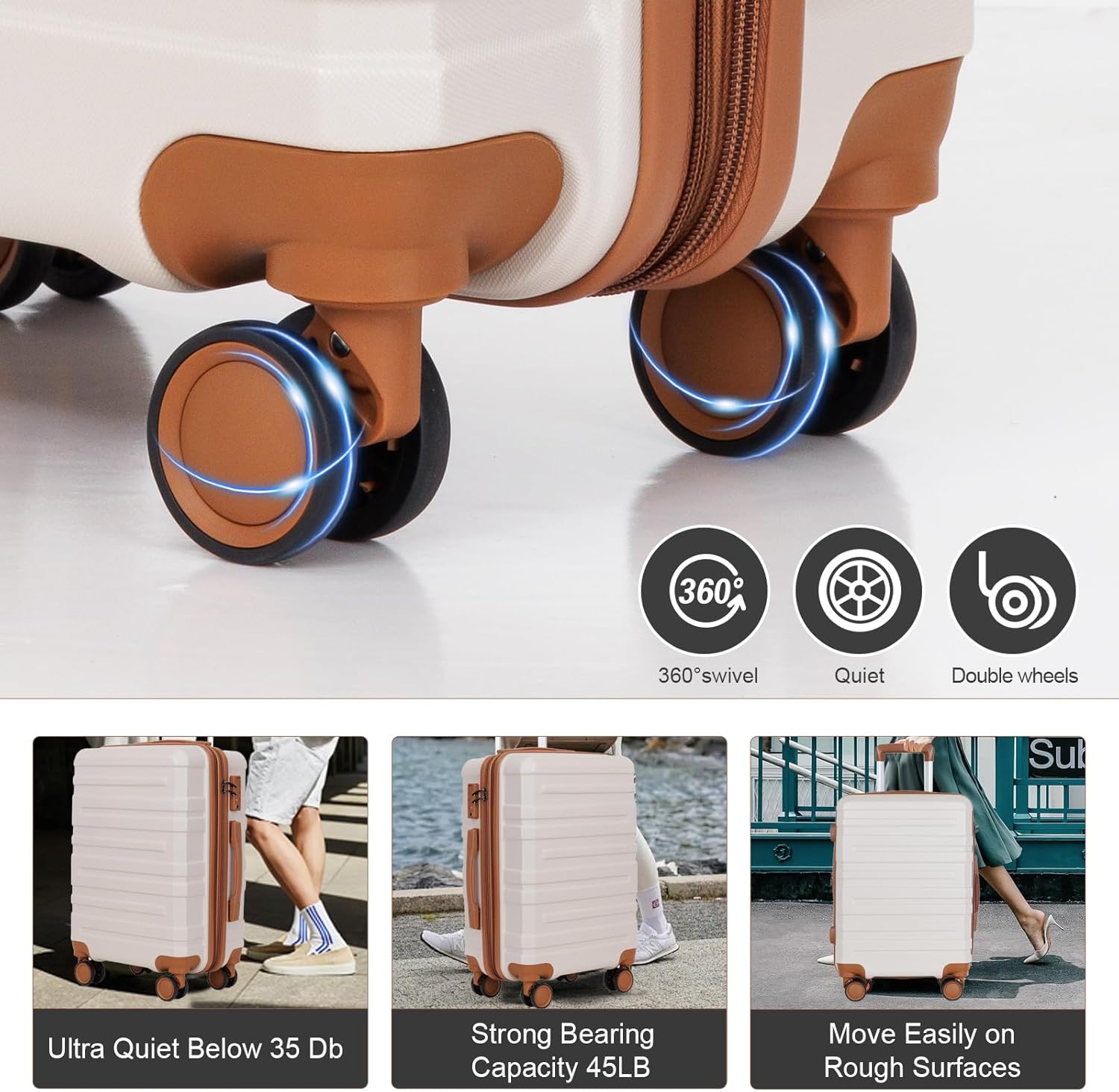 3 Piece Luggage Sets, Hardcell Carry-on Luggage with Spinner Wheels, Expandable Suitcase Set with TSA Lock, 28/24/20 inch Lightweight Luggage (Blue)