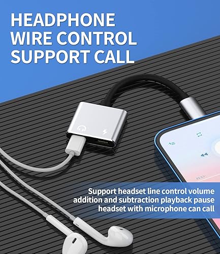 Miniatura 5 de Adaptador de carga de audio para iPhone 2 en 1, adaptador de carga de audio para Apple MFI, certificado MFI, conector de cable AUX para 14 13 12 11