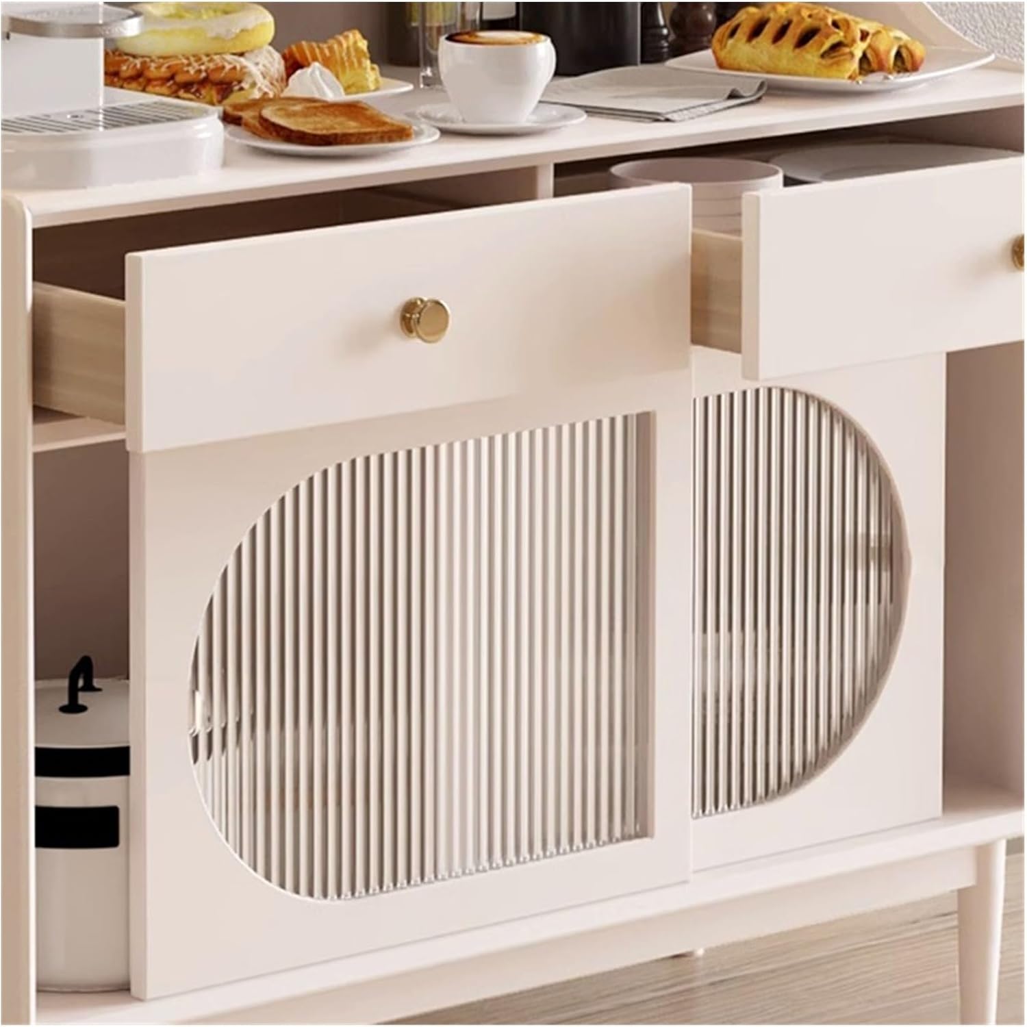 Sideboard Cabinet White Solid Wood Dining Sideboard Storage Cabinet Against Wall Modern Home Living Room Console Coffee Table