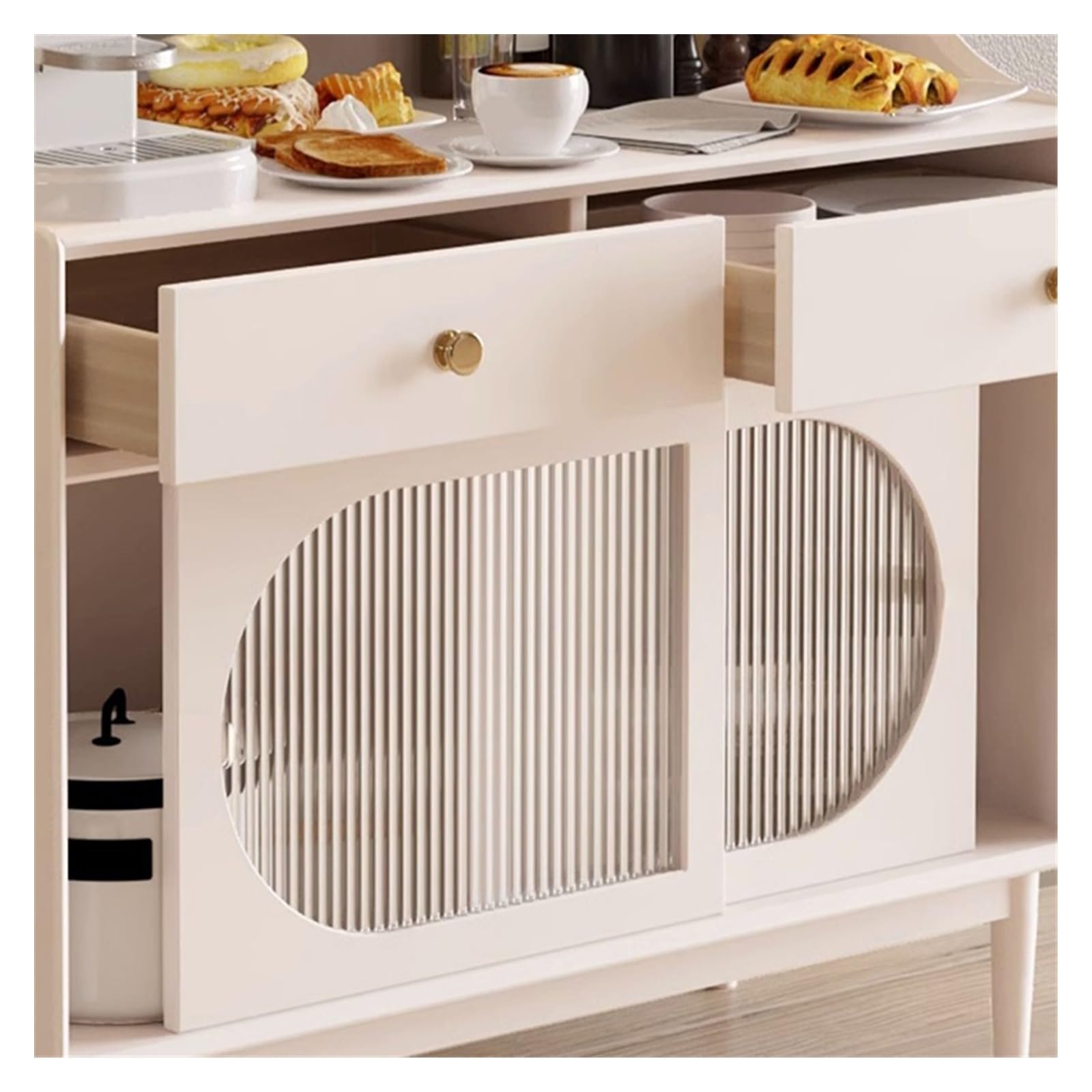 Armadio cucina Mobile contenitore for credenza da pranzo in legno bianco stoccaggio
