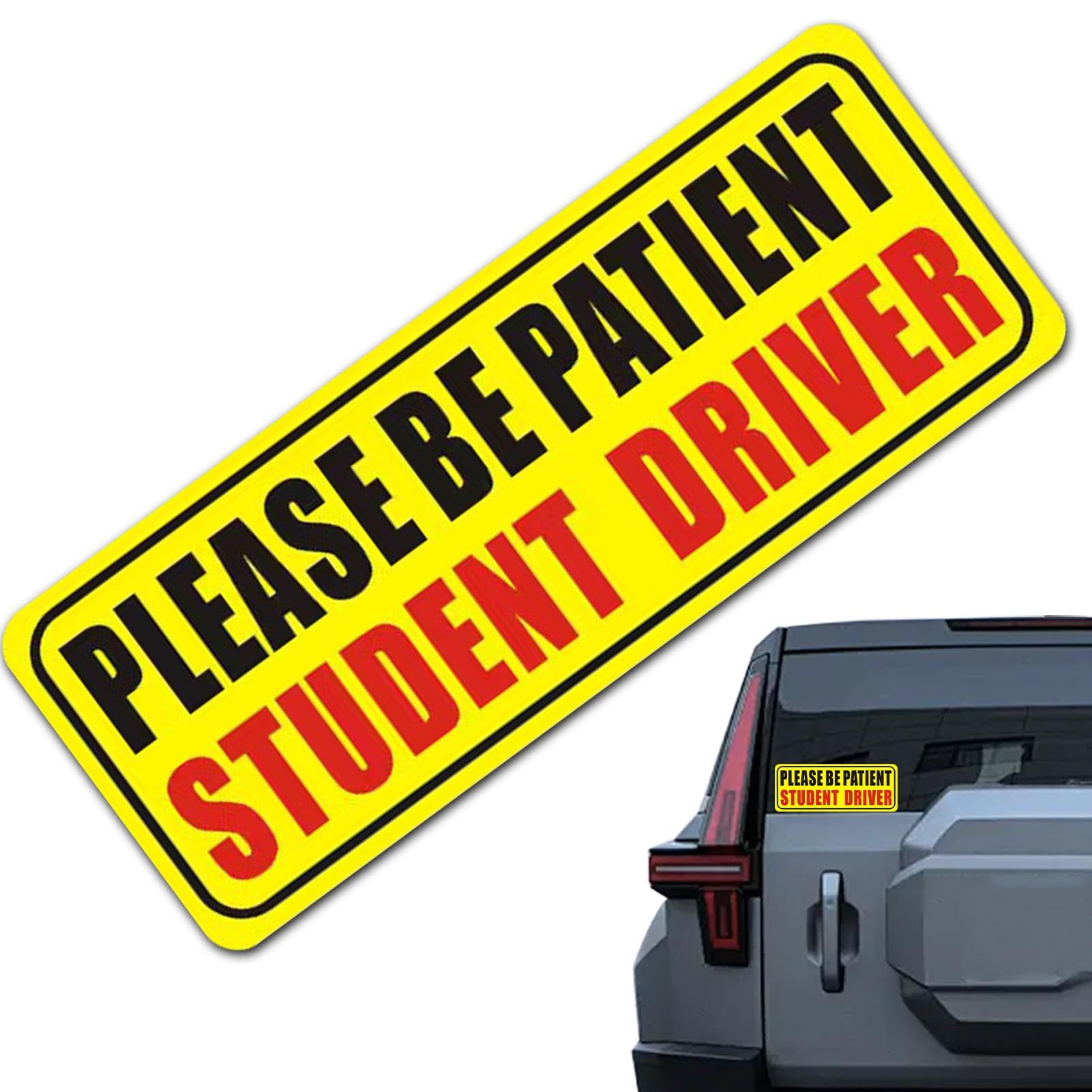 Magnete per auto con scritta in lingua inglese "Student Driver", adesivo riflettente per conducenti principianti con scritta "Please Be Patient Student Driver", per esterni rimovibili, 22,9