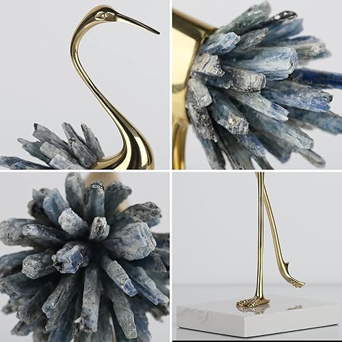 Miniatura 6 de suruim Acentos de decoración dorados, estatuas de pájaros de latón, decoración del hogar, adornos modernos de cristal para sala de estar,