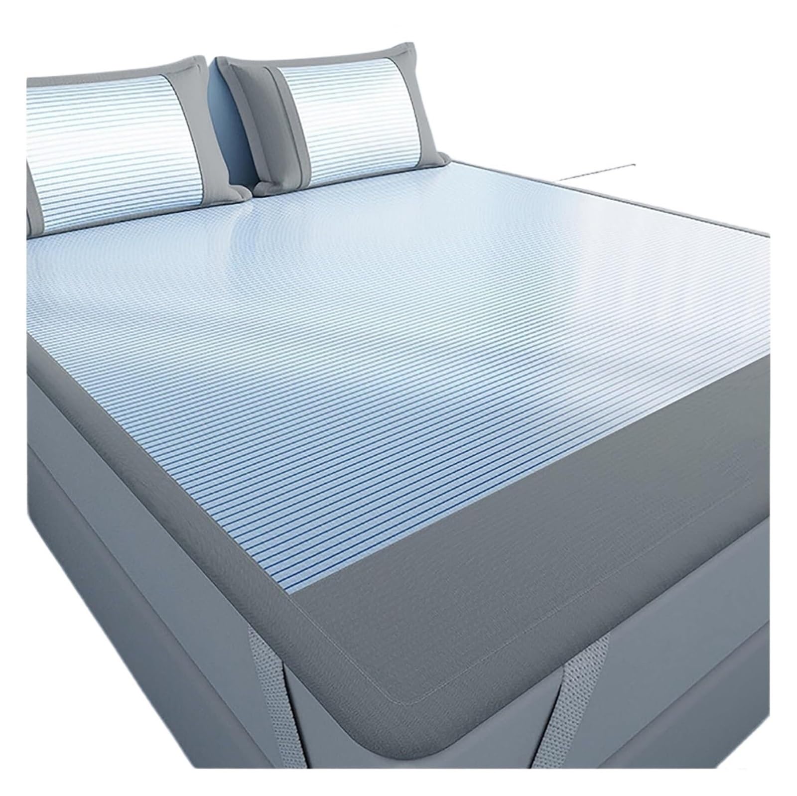 Ice Silk Cooling Bed Sheet, Cooling Ice Silk Sleeping Mat With Pillowcase Multicolor Multiple(Blue,200x220cm)