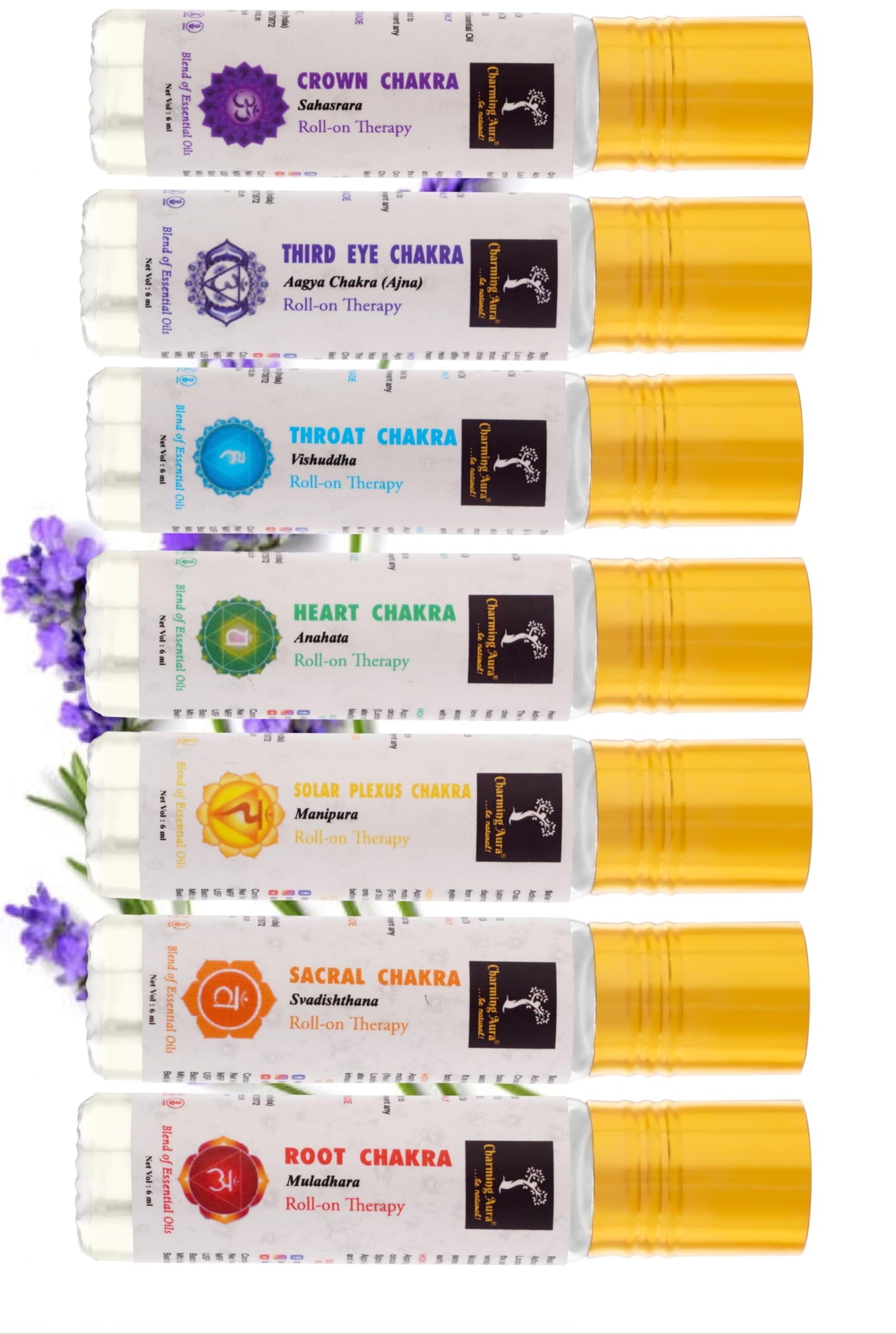 7 Chakra Healing & Balancing Essential Oils Blend by Charming Aura | 6ML x 7 | Pure & Natural | Gift set for Meditation, Chakra Balancing, Reiki healing, Yoga, Relaxation, Aromatherapy | (Combo Set of 7 Chakra Roll-on, 1 Set of 7) (B0D5RKGNJB) Amazon Price History, Amazon Price Tracker