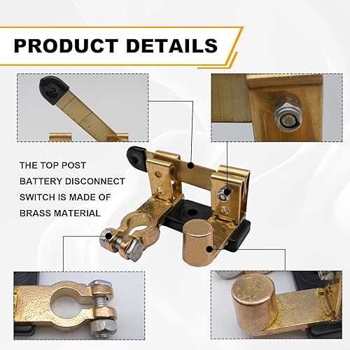 Miniatura 3 de Top Post Knife Blade Master Switch, Solid Brass Knife Blade Master Switch 12V25V Knife Power Shut Off Isolator for Auto Car RV-Marine Boat Truck