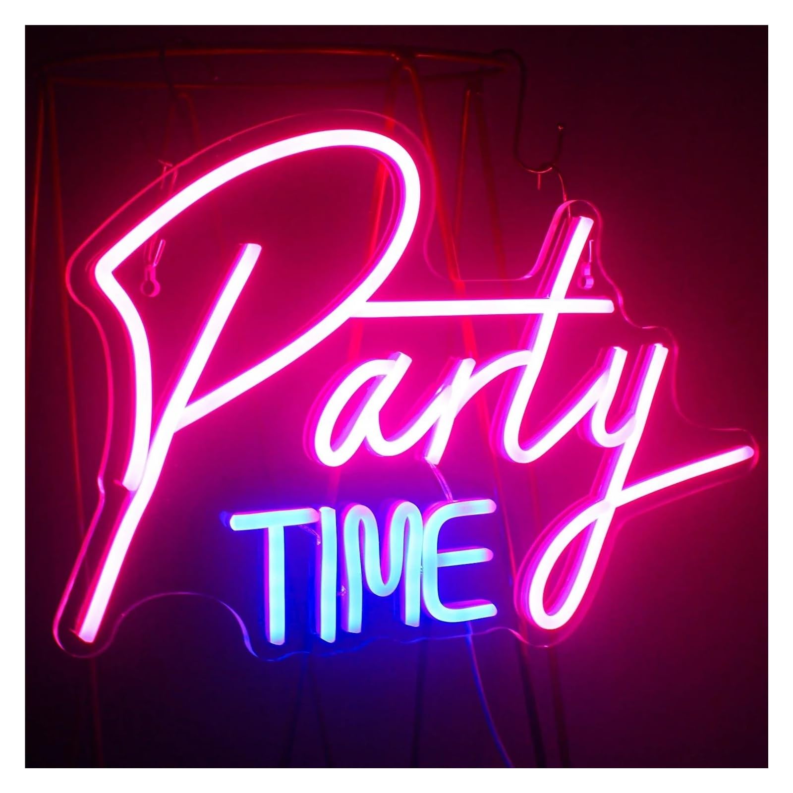 LEMST Sign Lamp Party Time Neon, Dimmable USB Power Switch Transparent Wedding, Bar, Atmosphere Wall Decorative Lights 40cmх27cm