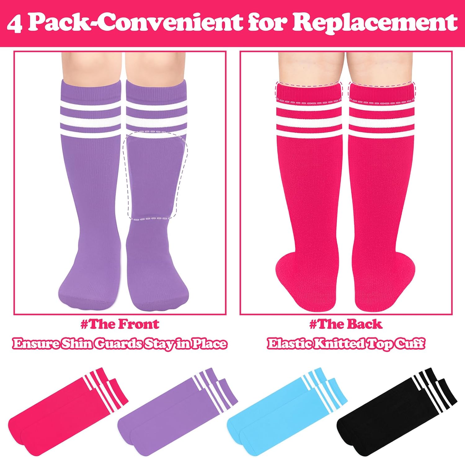 Sarfel Youth Toddler Soccer Socks Kids Baseball Socks Youth Boys Girls Knee High Softball Football Accessories Tube Cotton