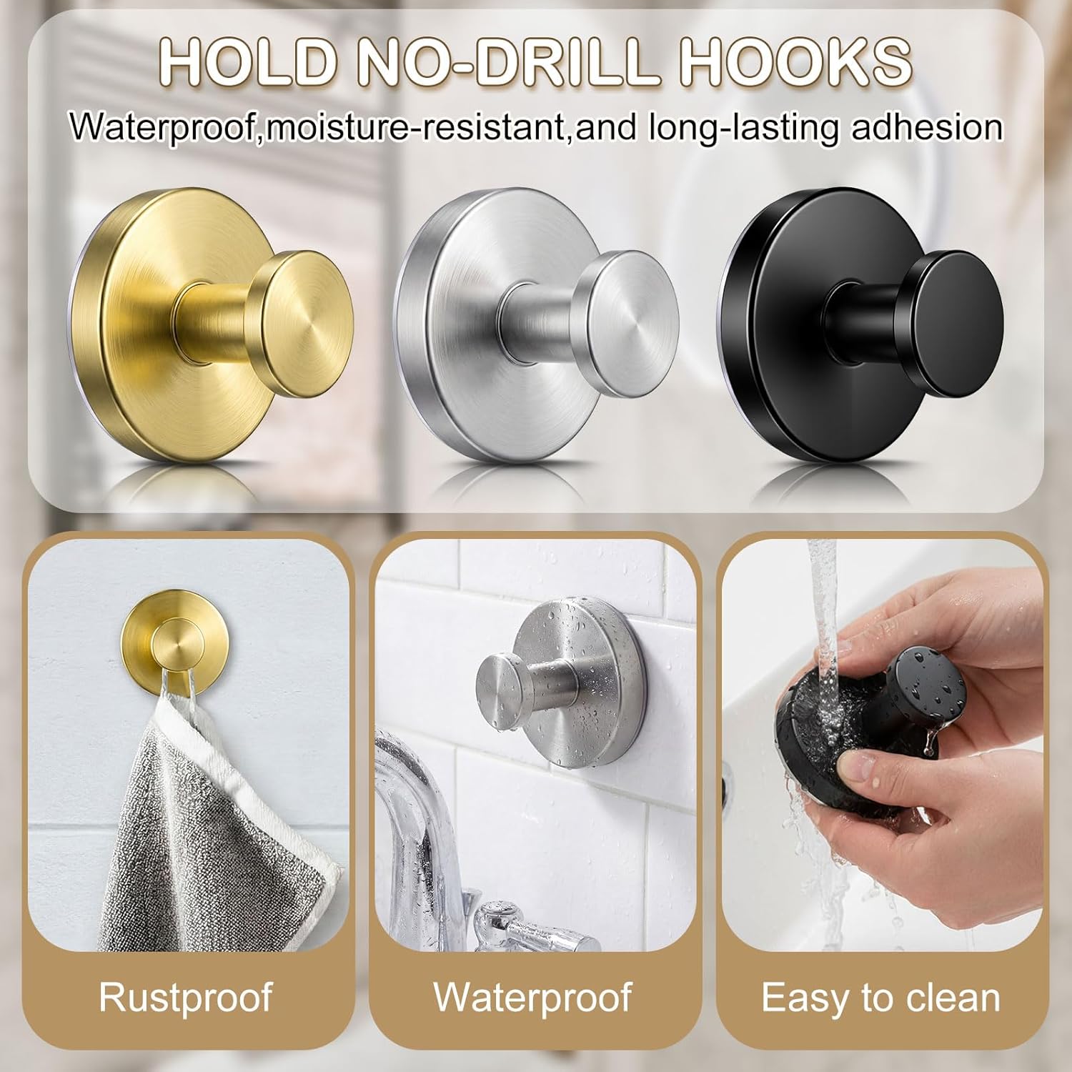 Sliner 12 Pack Suction Cup Hooks Bulk, Removable Metal Towel Hooks, Hanging Bath Robe Looafh Wreath Hanger for Inside Shower Bathroom Window Glass Window Door Hanging Wall (Black Gold Silver)