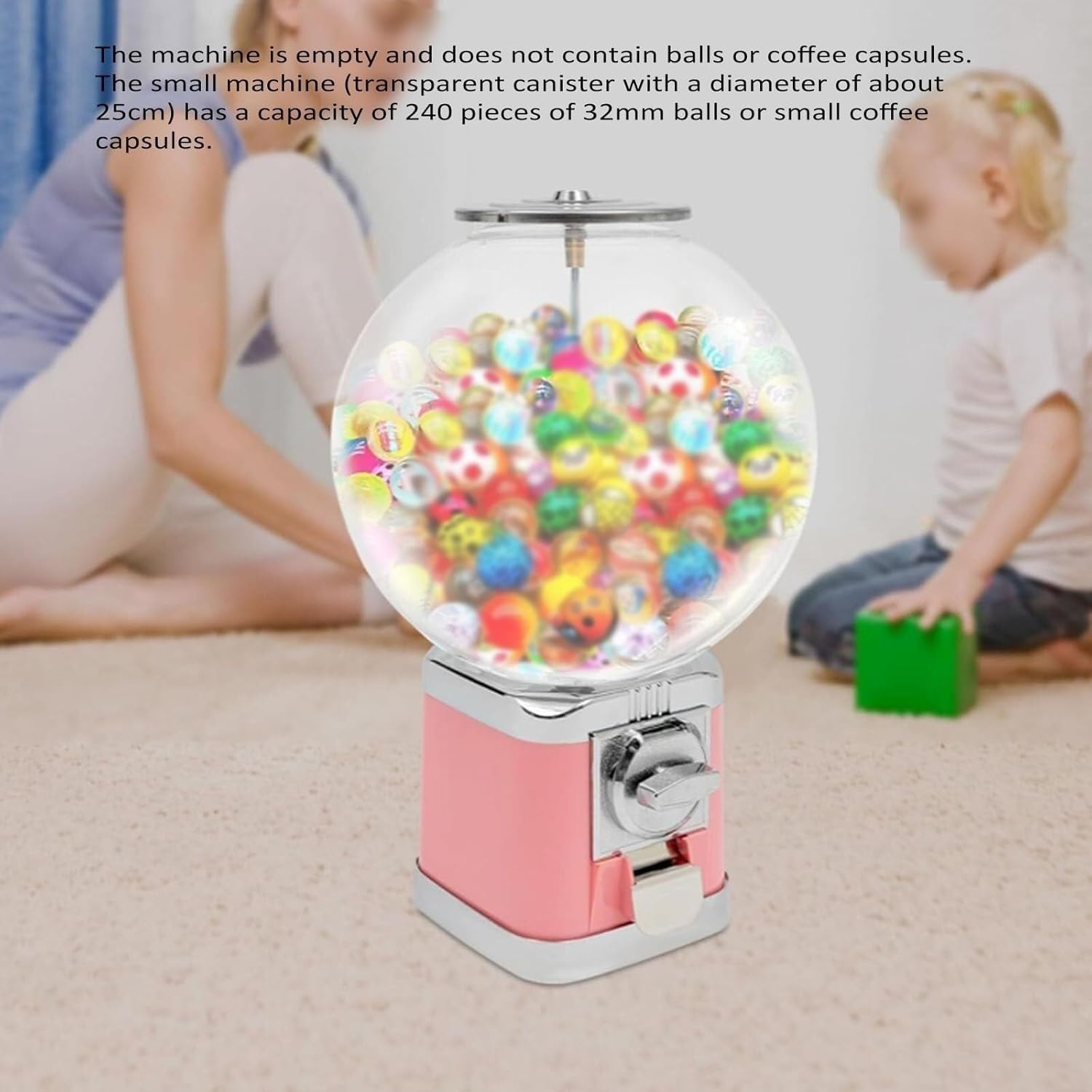 Nessun Distributore Di Monete Gumball | Il distributore automatico di grandi quantità da banco senza monete contiene palline di caramelle for la vendita(Pink)