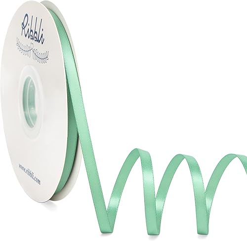 Miniatura 27 de Ribbli - Cinta de satén dorada de doble cara, 1/4 pulgadas x 50 yardas, cinta dorada para ramo de lazos, envoltura de regalos, decoración de boda