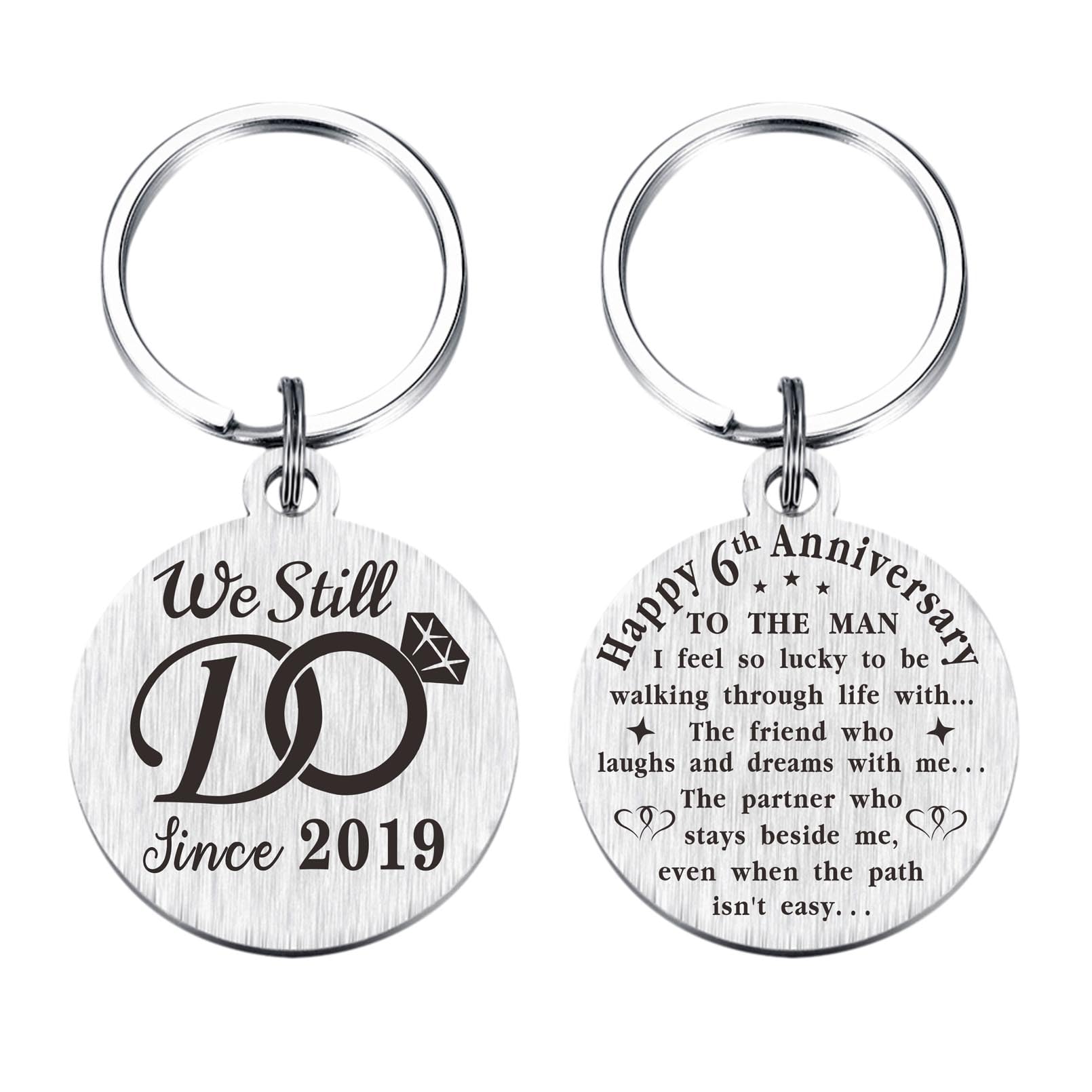 TANWIH 6th Wedding Anniversary Keychain Gifts, We Still Do Since 2019, 6 Year Anniversary Decoration for Husband Men, 6 Yr Anniversary for Him