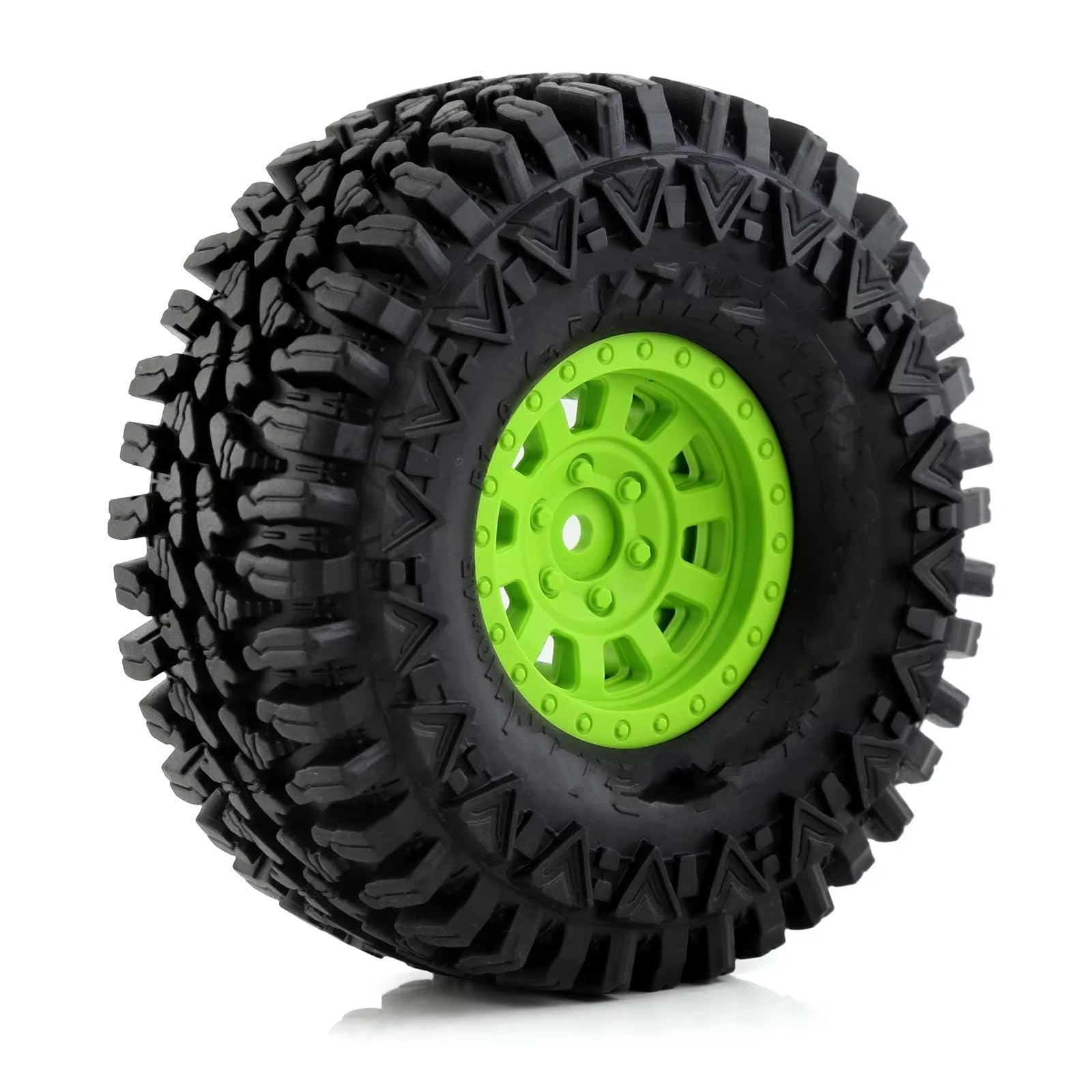 RC Ruote Gomma Compatibile Con Traxxas Per TRX4 D90 Per Axial Per SCX10 II III Per Redcat Per MST 1/10 RC Crawler Car Set Di Cerchi E Pneumatici Beadlock Da 1,9"(Green)