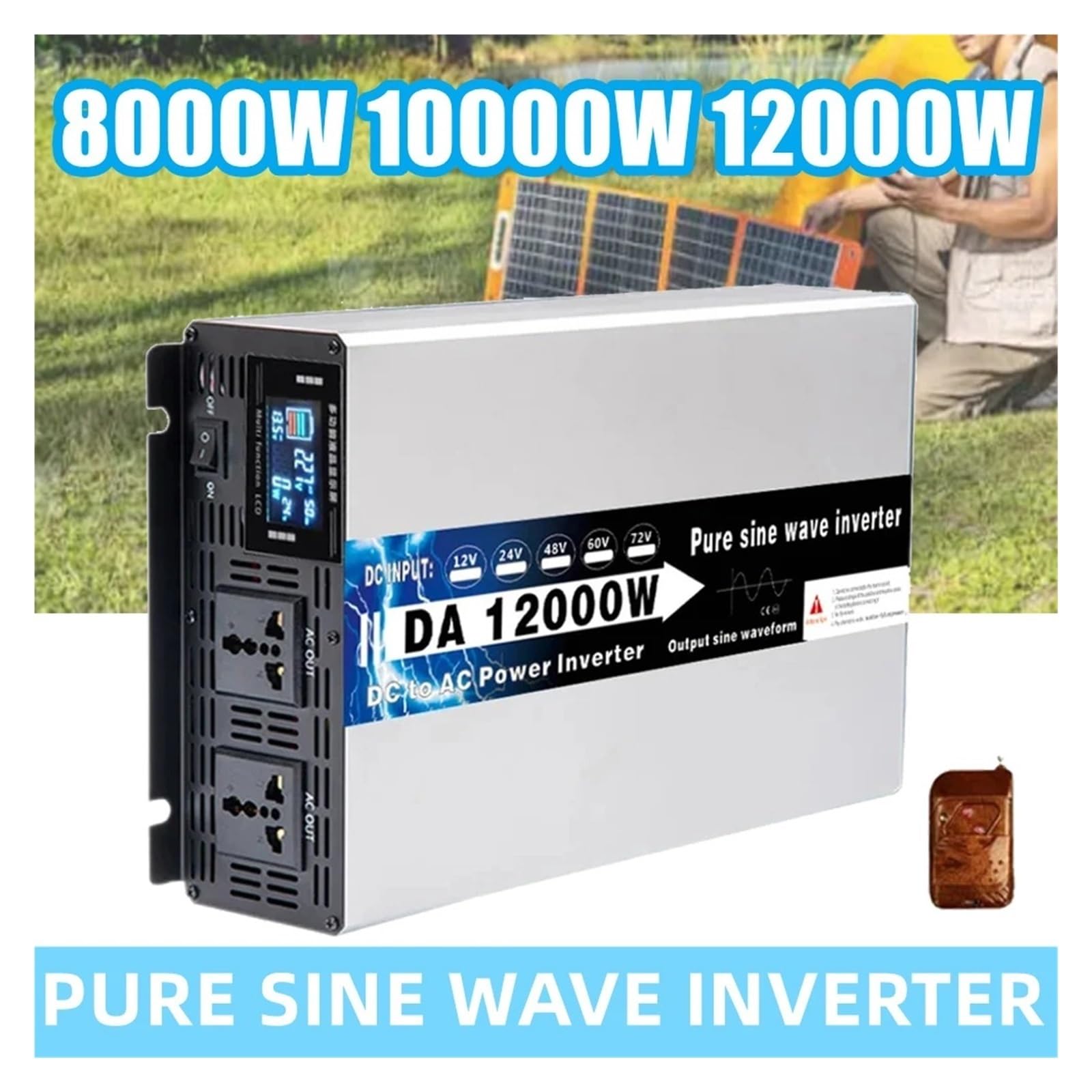 Convertidor Transformador Banco Energía Solar Inversor Onda Sinusoidal Pura 8000W 10000W Y 12000W Convertidor Frecuencia CC 12V 24V Y 48V A CA 220V 230V Y 110V Inversor(12V,220V(50HZ) Uni,12KW)