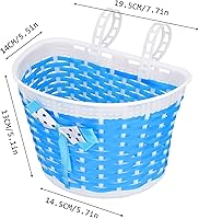 Vista 7 de Cesta de bicicleta para niños, cesta de mimbre para manillar de bicicleta para niños y niñas, cesta de triciclo pequeña delantera para niños