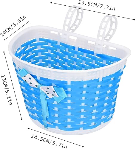 Miniatura 8 de Cesta de bicicleta para niños, cesta de mimbre para manillar de bicicleta para niños y niñas, cesta de triciclo pequeña delantera para niños