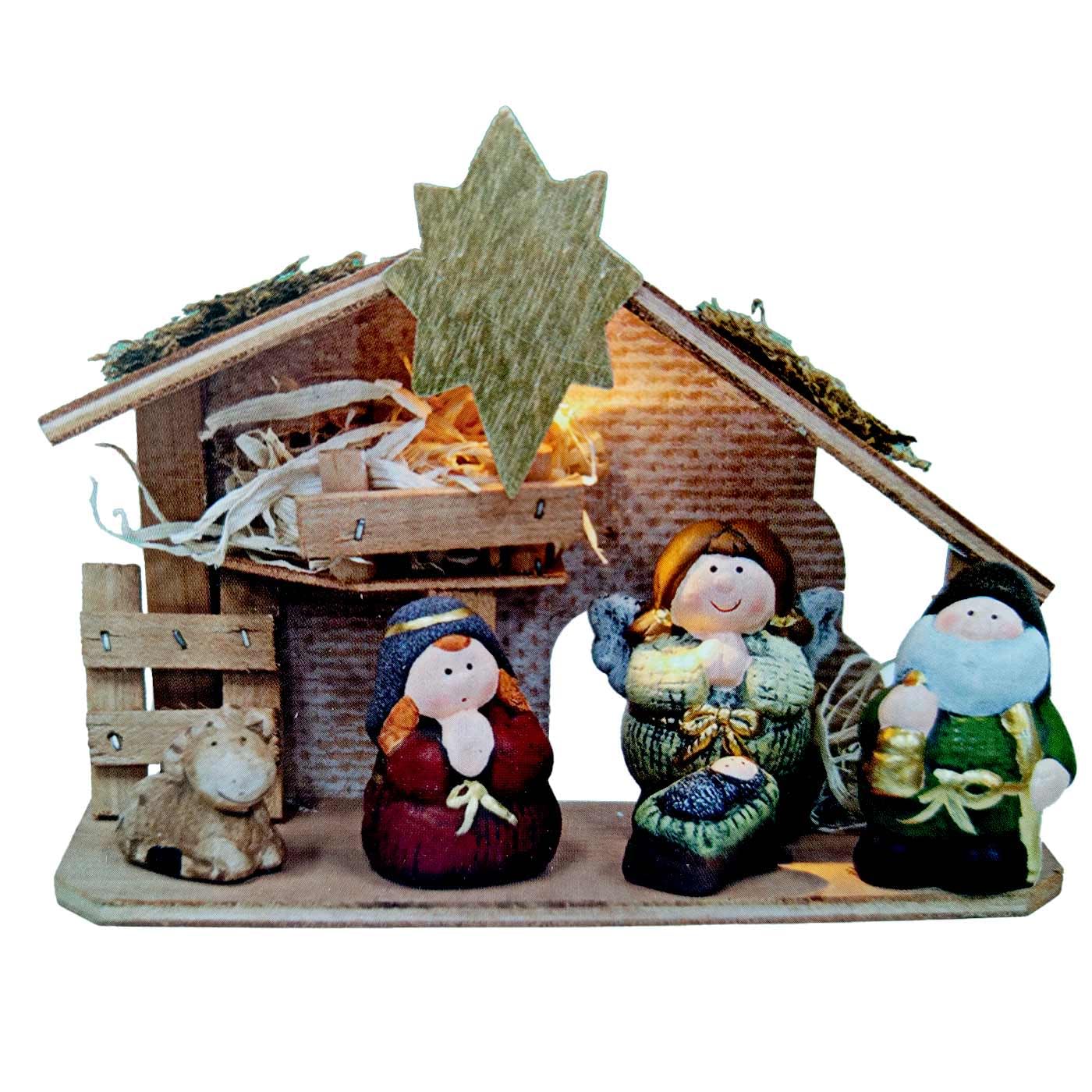 Acan Tradineur - Conjunto de 5 Figuras de Nacimiento Naif con luz LED -Figura Decorativa Divertida para Nacimiento, Navidad, decoración Tradicional - 0,06 W