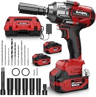 Sundpey 21V Akkus Ütvecsavarozó 1400Nm, Kefe Nélküli Motor, 2db 4000mAh Akkumulátor, 5 Dugókulcs, 9 Fúrószár, Autó és Otthoni Szereléshez 1
