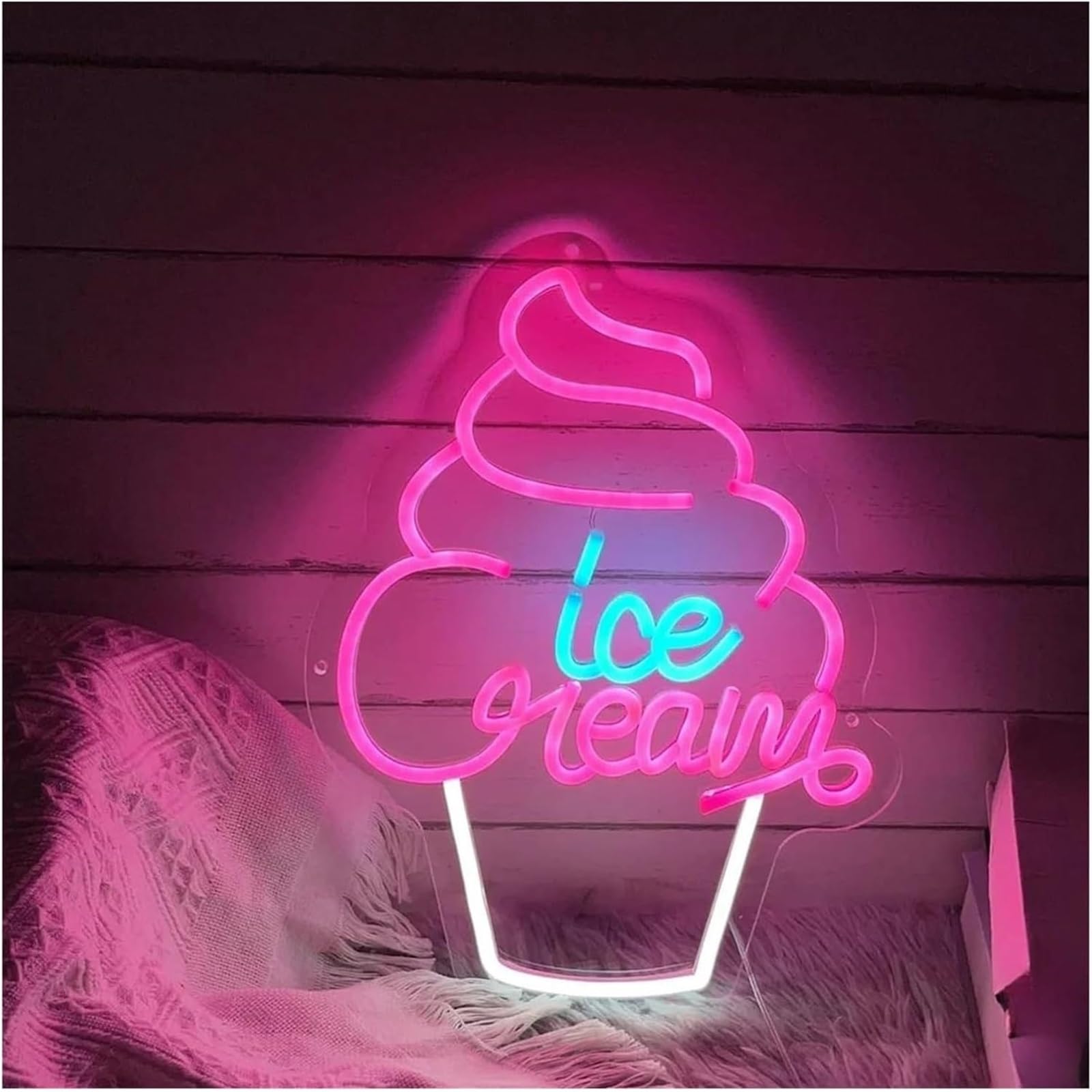 Lampada al neon con atmosfera rilassante per gelato alimentata da luci a luminosità regolabile