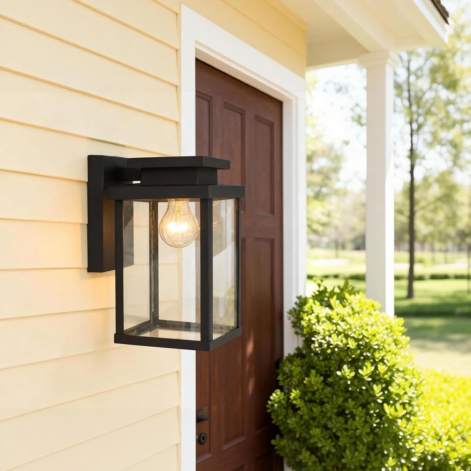 Outdoor Wall Lantern for Front Door, Patio and Porch(6.58x7.87x11 in) - 60W Compatible Sconce with Die-Cast Aluminum & Clear Glass, Wet Location Rated, E26 Base (Bulb Not Included)