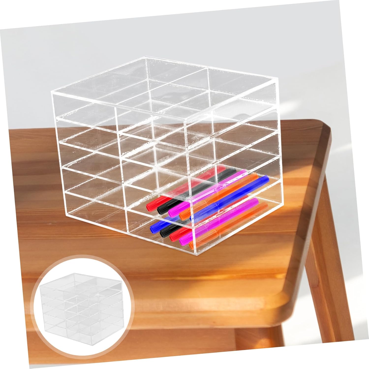 Sewroro Marker Storage Stand Table Pen Holder Student's Acrylic Marker Organizer School Desk Accessory