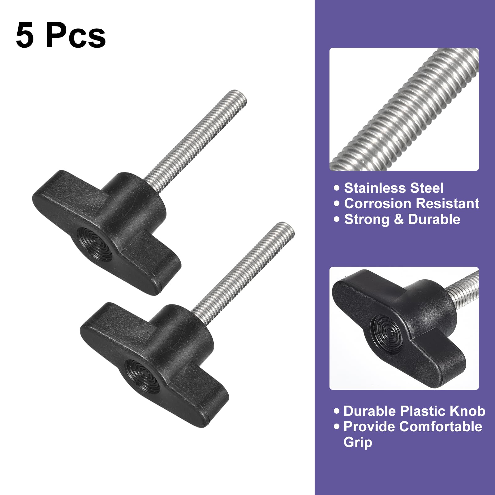 Perillas M5 X 40 Mm Rosca Macho 20 Mm Cabeza De Plástico Neg | Meses sin interés