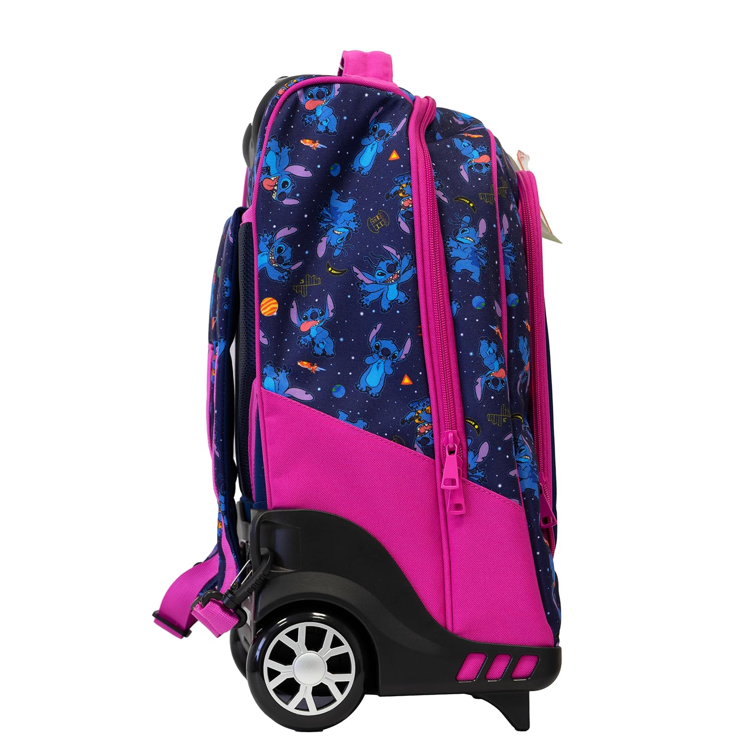 Zaino Trolley Scuola Elementare per Bambini 34x25x52 cm con Ruote in Gomma Zainetto da Bambino o Bambina - Stitch