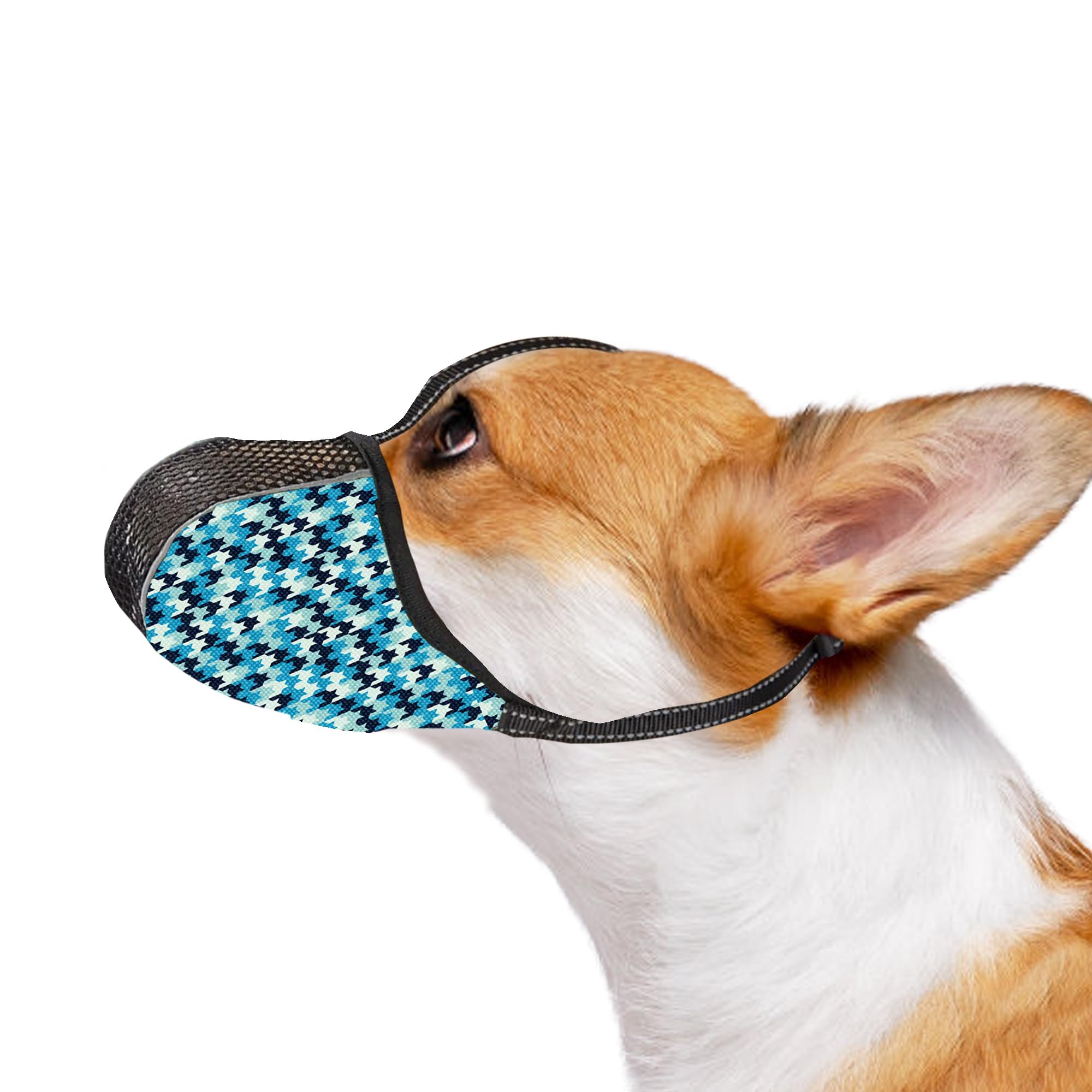 JOYPAWS Dog Muzzle for Small Dogs Anti Prevent Biting Chewing Barking Soft Air Mesh Muzzles Reflective Ajustable Dog Mouth Guard Cover for Grooming Scavenging Blue S